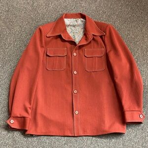 Vintage Men's Burnt Orange Shirt Jacket